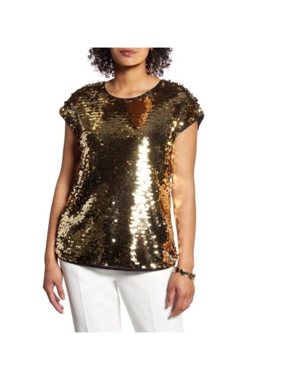 Halogen Sequin Cap Sleeve Top